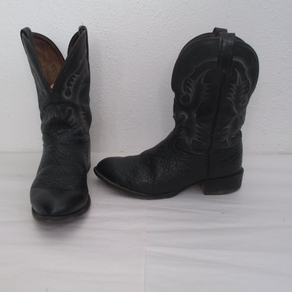 Tony Lama Mens Stockman Ruslo 10.5 EE Black Leather Boots CT2036 Roper Cowboy